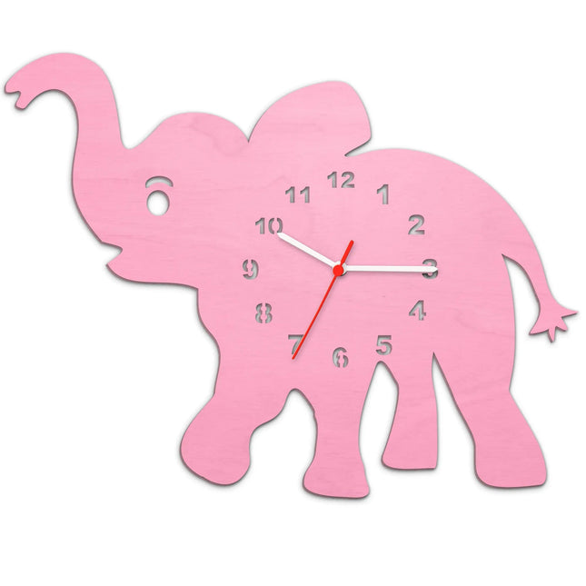 SEO. Kinder Wanduhr im Baby - Elefanten Design - Rosa Linkreich