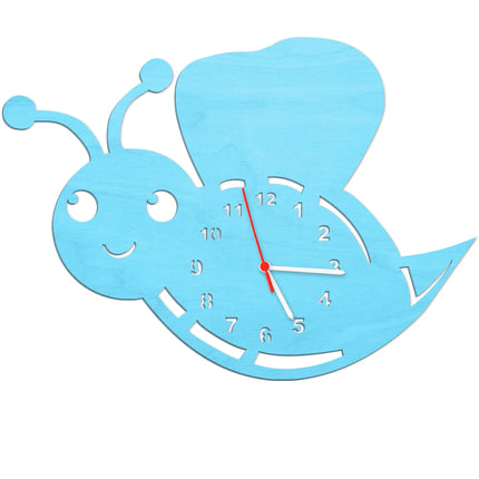 SEO. Kinder Wanduhr im Bienen Design - Baby Blau Linkreich