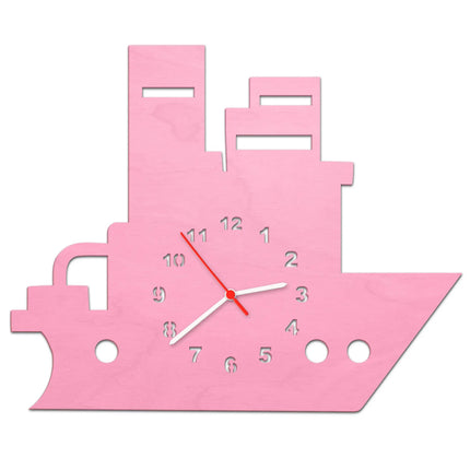 SEO. Kinder Wanduhr im Boot Design - Rosa Linkreich