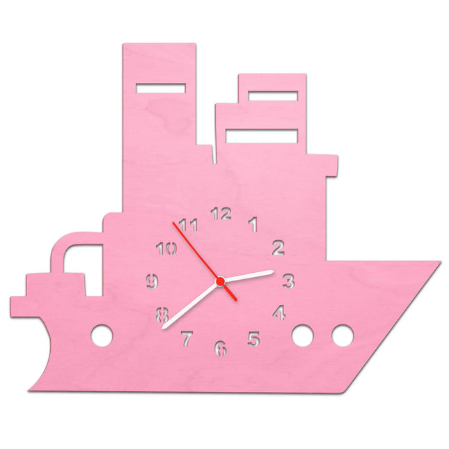 SEO. Kinder Wanduhr im Boot Design - Rosa Linkreich