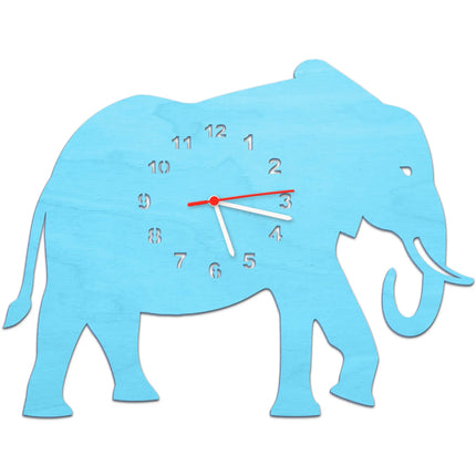 SEO. Kinder Wanduhr im Elefanten Design - Baby Blau Linkreich