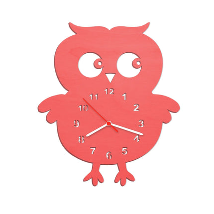 SEO. Kinder Wanduhr im Eulen Design - Rot Linkreich