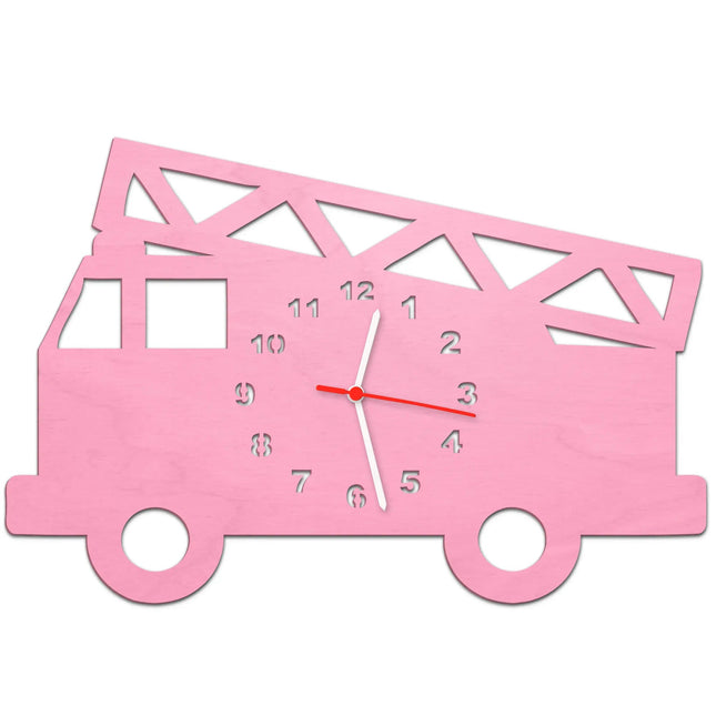 SEO. Kinder Wanduhr im Feuerwehrauto Design - Rosa Linkreich
