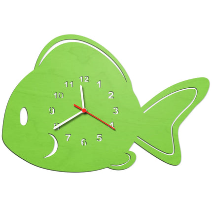 SEO. Kinder Wanduhr im Fisch Design - Grün Linkreich