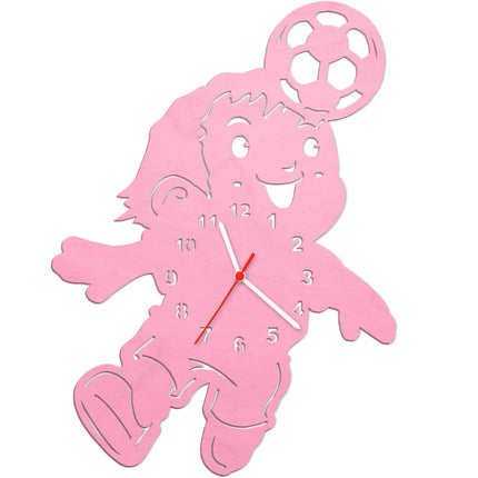 SEO. Kinder Wanduhr im Fußballer Design - Rosa Linkreich