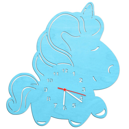 SEO. Kinder Wanduhr im Pummeleinhorn Design - Baby Blau Linkreich
