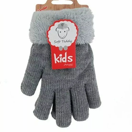 Kinder Winter Handschuhe » Strickhandschuhe » Fingerhandschuhe warme Soft Teddy Füllung » gefütterte Kinderhandschuhe