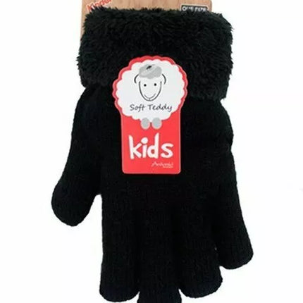 Kinder Winter Handschuhe » Strickhandschuhe » Fingerhandschuhe warme Soft Teddy Füllung » gefütterte Kinderhandschuhe