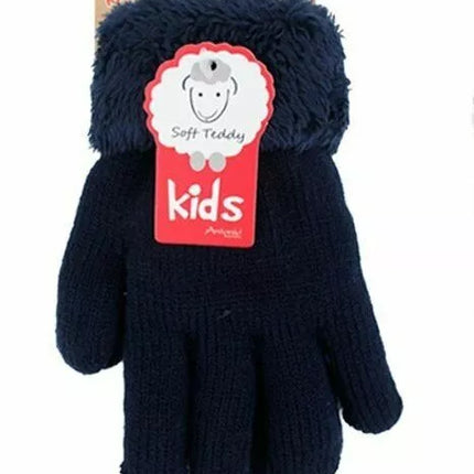 Kinder Winter Handschuhe » Strickhandschuhe » Fingerhandschuhe warme Soft Teddy Füllung » gefütterte Kinderhandschuhe