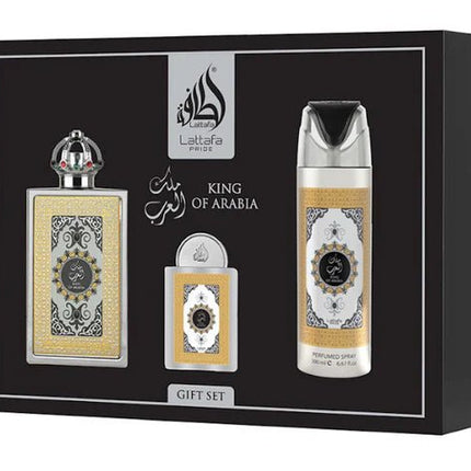 King of Arabia Geschenkset von Lattafa Pride | Orientalisch - würzig | Herren | 3 - teilig (Geschenkset) kaufen bei Linkreich – Jetzt entdecken!