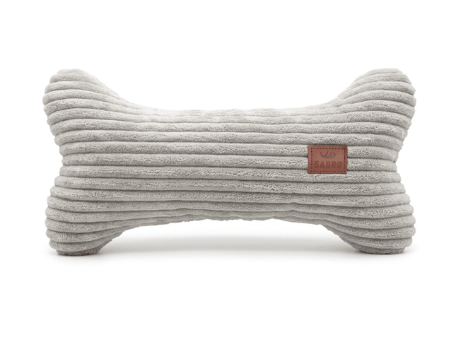 SEO. Kissen KUSCHELKNOCHEN Cord - hellgrau Linkreich