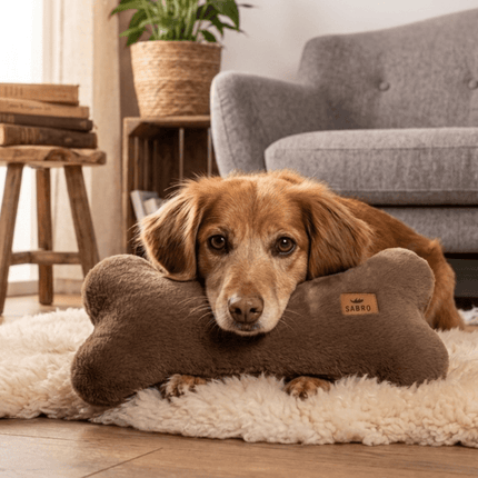 SEO. Kissen KUSCHELKNOCHEN Kuschelfell (vegan) - nougat Linkreich