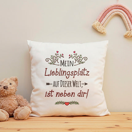 SEO. Kissen mit Spruch Mein Lieblingsplatz auf dieser Welt - mit Füllung Linkreich