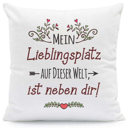 SEO. Kissen mit Spruch Mein Lieblingsplatz auf dieser Welt - mit Füllung Linkreich