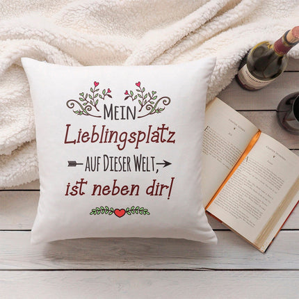 SEO. Kissen mit Spruch Mein Lieblingsplatz auf dieser Welt - mit Füllung Linkreich