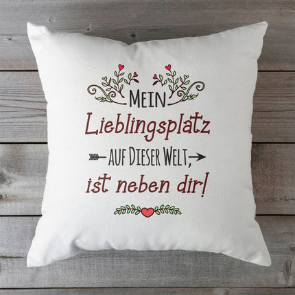 SEO. Kissen mit Spruch Mein Lieblingsplatz auf dieser Welt - mit Füllung Linkreich