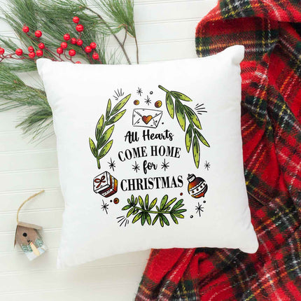 SEO. Kissen mit Weihnachtsmotiv - All Hearts come - Weihnachtsdeko - Geschenke für Frauen & Männer - ohne Füllung Linkreich