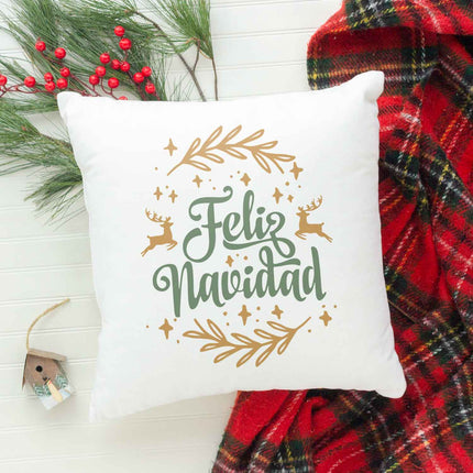 SEO. Kissen mit Weihnachtsmotiv - Feliz Navidad - Weihnachtsdeko - Geschenk für Frauen & Männer - ohne Füllung Linkreich
