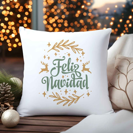 SEO. Kissen mit Weihnachtsmotiv - Feliz Navidad - Weihnachtsdeko - Geschenk für Frauen & Männer - ohne Füllung Linkreich