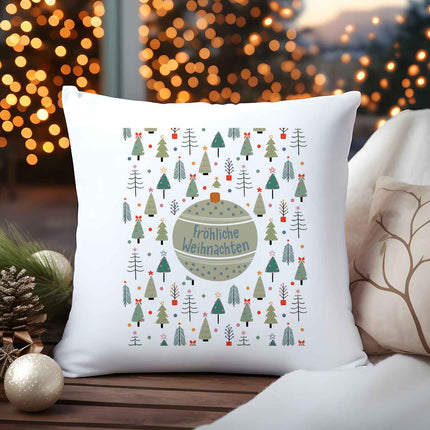 SEO. Kissen mit Weihnachtsmotiv - Fröhliche Weihnachten - Weihnachtsdeko - Geschenke für Frauen & Männer - ohne Füllung Linkreich