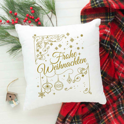 SEO. Kissen mit Weihnachtsmotiv - Frohe Weihnachten Golden - Weihnachtsdeko - Geschenke für Sie & Ihn - ohne Füllung Linkreich