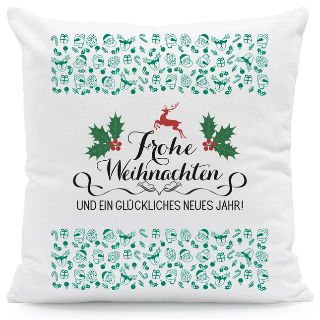 SEO. Kissen mit Weihnachtsmotiv - Frohe Weihnachten und neues Jahr - Weihnachtsdeko - Für Sie & Ihn - ohne Füllung Linkreich