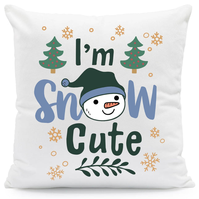SEO. Kissen mit Weihnachtsmotiv - I'm snow cute - Weihnachtsdeko - Geschenke für Frauen & Männer - ohne Füllung Linkreich