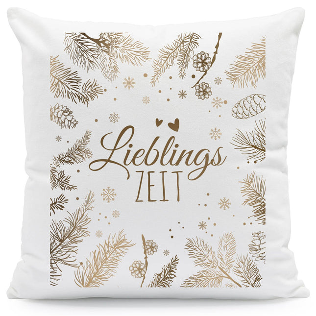 SEO. Kissen mit Weihnachtsmotiv - Lieblingszeit - Weihnachtsdeko - Geschenke für Frauen & Männer - ohne Füllung Linkreich