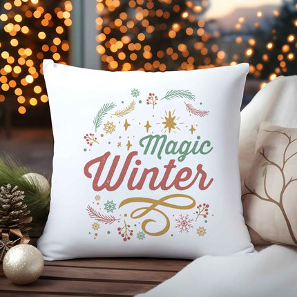 SEO. Kissen mit Weihnachtsmotiv - Magic Winter - Weihnachtsdeko - Geschenke für Frauen & Männer - ohne Füllung Linkreich