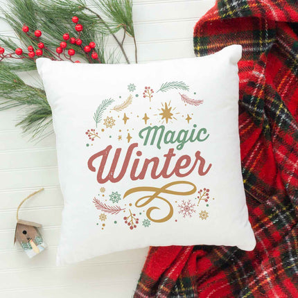 SEO. Kissen mit Weihnachtsmotiv - Magic Winter - Weihnachtsdeko - Geschenke für Frauen & Männer - ohne Füllung Linkreich