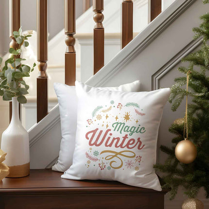 SEO. Kissen mit Weihnachtsmotiv - Magic Winter - Weihnachtsdeko - Geschenke für Frauen & Männer - ohne Füllung Linkreich