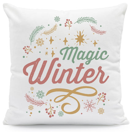 SEO. Kissen mit Weihnachtsmotiv - Magic Winter - Weihnachtsdeko - Geschenke für Frauen & Männer - ohne Füllung Linkreich