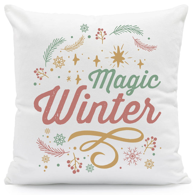 SEO. Kissen mit Weihnachtsmotiv - Magic Winter - Weihnachtsdeko - Geschenke für Frauen & Männer - ohne Füllung Linkreich