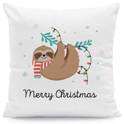 SEO. Kissen mit Weihnachtsmotiv - Merry Christmas Faultier - Weihnachtsdeko - Für Frauen & Männ - ohne Füllung Linkreich