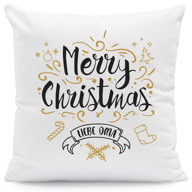SEO. Kissen mit Weihnachtsmotiv - Merry Christmas Großeltern - Weihnachtsdeko - Für Frauen & Männer - Oma Linkreich