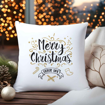 SEO. Kissen mit Weihnachtsmotiv - Merry Christmas Großeltern - Weihnachtsdeko - Für Frauen & Männer - Opa Linkreich