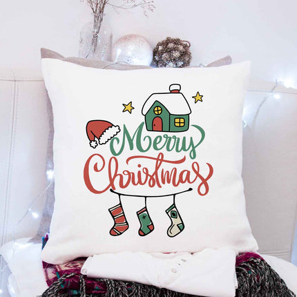 SEO. Kissen mit Weihnachtsmotiv - Merry Christmas Home - Weihnachtsdeko - Geschenke für Frauen & Männer - ohne Füllung Linkreich
