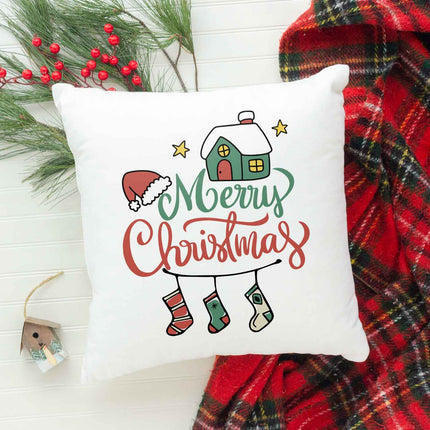 SEO. Kissen mit Weihnachtsmotiv - Merry Christmas Home - Weihnachtsdeko - Geschenke für Frauen & Männer - ohne Füllung Linkreich