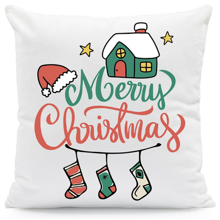 SEO. Kissen mit Weihnachtsmotiv - Merry Christmas Home - Weihnachtsdeko - Geschenke für Frauen & Männer - ohne Füllung Linkreich