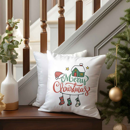 SEO. Kissen mit Weihnachtsmotiv - Merry Christmas Home - Weihnachtsdeko - Geschenke für Frauen & Männer - ohne Füllung Linkreich
