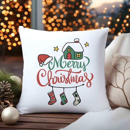 SEO. Kissen mit Weihnachtsmotiv - Merry Christmas Home - Weihnachtsdeko - Geschenke für Frauen & Männer - ohne Füllung Linkreich