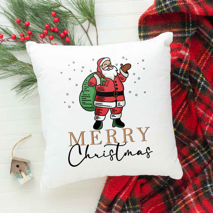 SEO. Kissen mit Weihnachtsmotiv - Merry Christmas Santa - Weihnachtsdeko - Geschenke für Frauen & Männer - ohne Füllung Linkreich