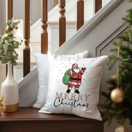 SEO. Kissen mit Weihnachtsmotiv - Merry Christmas Santa - Weihnachtsdeko - Geschenke für Frauen & Männer - ohne Füllung Linkreich