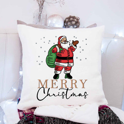 SEO. Kissen mit Weihnachtsmotiv - Merry Christmas Santa - Weihnachtsdeko - Geschenke für Frauen & Männer - ohne Füllung Linkreich