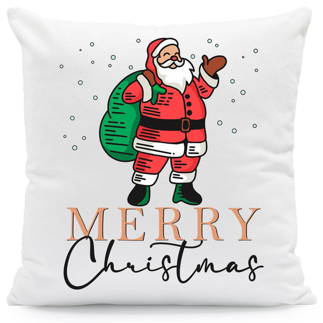 SEO. Kissen mit Weihnachtsmotiv - Merry Christmas Santa - Weihnachtsdeko - Geschenke für Frauen & Männer - ohne Füllung Linkreich