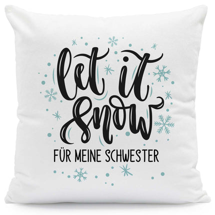 SEO. Kissen mit Weihnachtsmotiv - Personalisierbar - Let it snow - Weihnachtsdeko - Für Frauen & Männer - ohne Füllung Linkreich