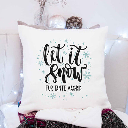 SEO. Kissen mit Weihnachtsmotiv - Personalisierbar - Let it snow - Weihnachtsdeko - Für Frauen & Männer - ohne Füllung Linkreich