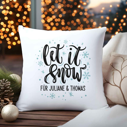SEO. Kissen mit Weihnachtsmotiv - Personalisierbar - Let it snow - Weihnachtsdeko - Für Frauen & Männer - ohne Füllung Linkreich