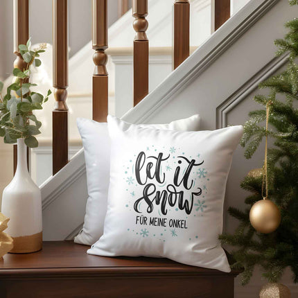 SEO. Kissen mit Weihnachtsmotiv - Personalisierbar - Let it snow - Weihnachtsdeko - Für Frauen & Männer - ohne Füllung Linkreich