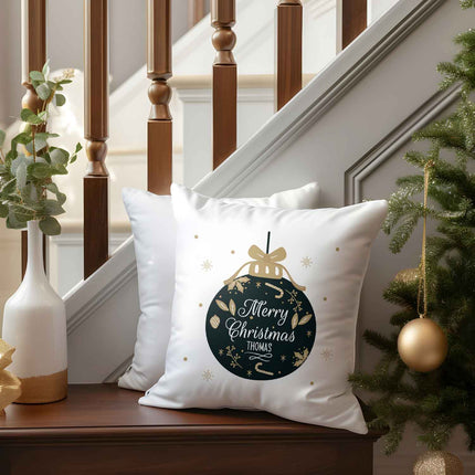 SEO. Kissen mit Weihnachtsmotiv - Personalisiert - Weihnachtskugel - Weihnachtsdeko - Für Sie & Ihn - ohne Füllung Linkreich